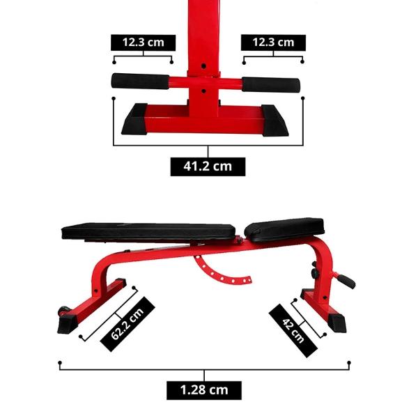 Banco Fitness Tayga para Gimnasio reclinable color Rojo  diferentes posiciones ..