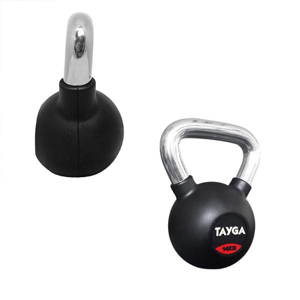 Tayga pesa Rusa con Rubber kettlebell 14 kg Mango Cromado