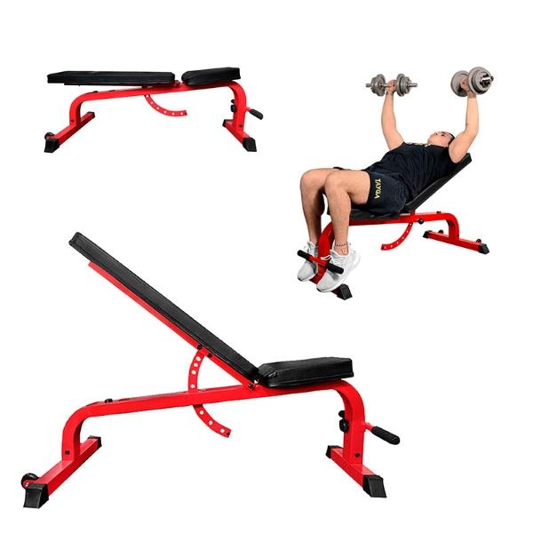 Banco Fitness Tayga para Gimnasio reclinable color Rojo  diferentes posiciones ..