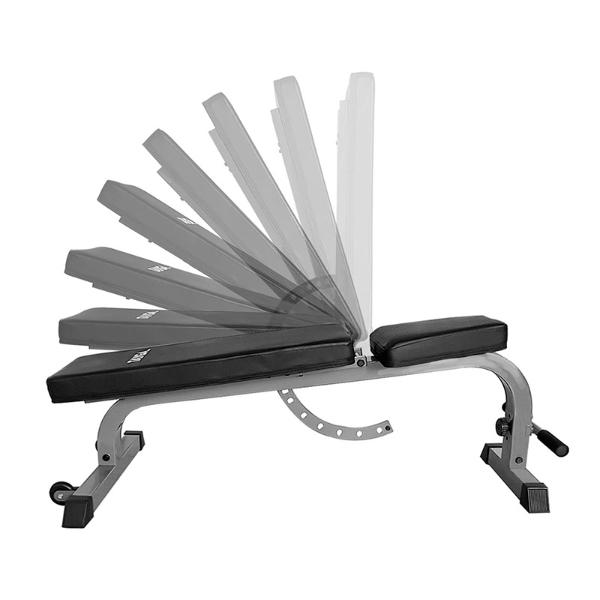 Banco Fitness Tayga para Gimnasio reclinable color gris  diferentes posiciones 