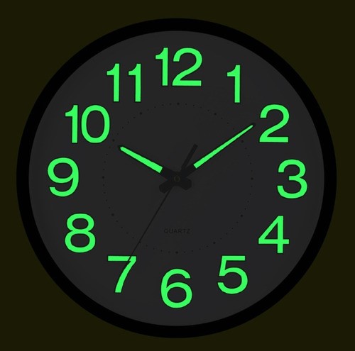 "Reloj De Pared,30 Cm Grande Moderno Luminoso Reloj De Pared Negro  "