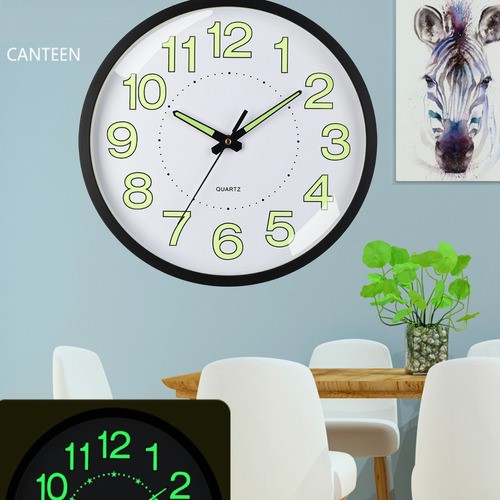 "Reloj De Pared,30 Cm Grande Moderno Luminoso Reloj De Pared Negro  "