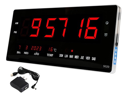 "Reloj De Pared Digital Led 48 Cm Termometro Decoracion Hogar ".