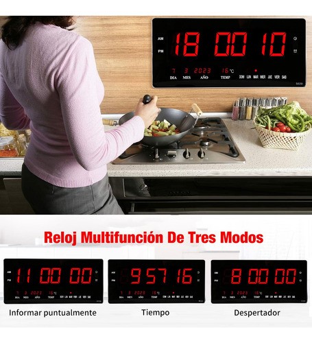 "Reloj De Pared Digital Led 48 Cm Termometro Decoracion Hogar ".