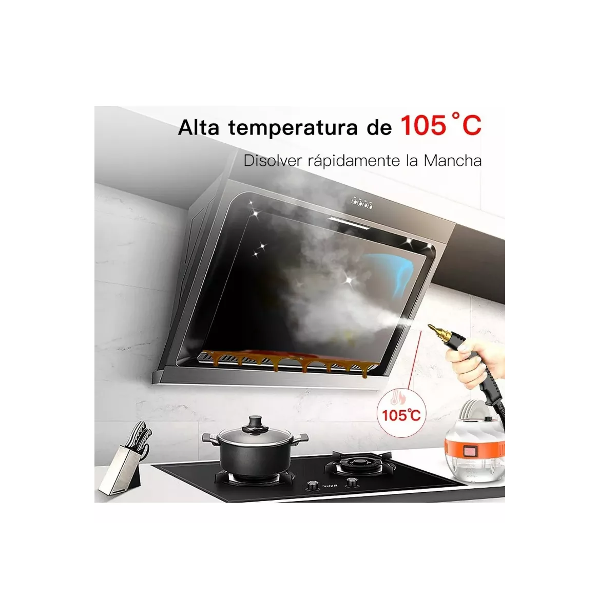 Limpiador A Vapor De Alta Temperatura Y Alta Presión De 2800 Redondo Transparente/naranja.