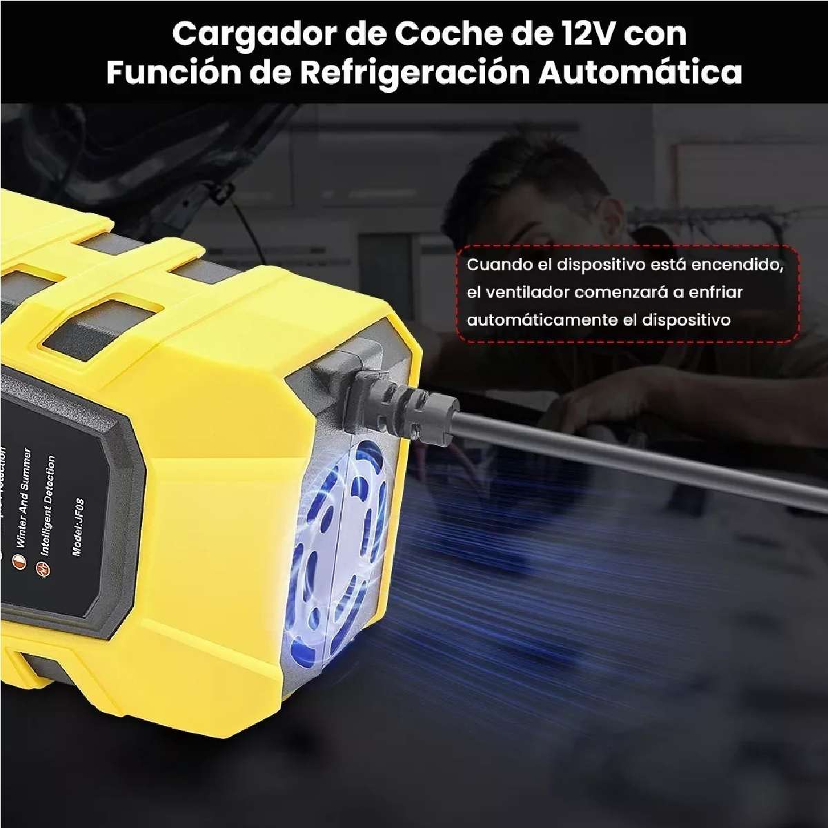 Cargador Inteligente De 12v Para Batería De Auto/motocicleta Amarilla/Negro 