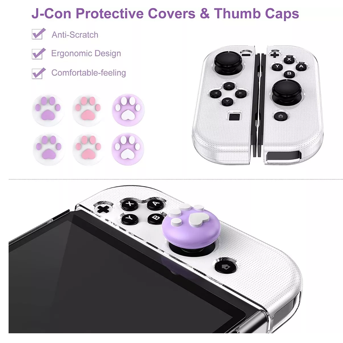 Kit De 15 Accesorios Para Nintendo Switch Con Funda Morado