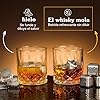 RUBOQE Juego de Vasos para Whisky de Regalo, con   A 2 Vasos para Whisky, 8 Piedras de Whisky de Acero Inoxidable, Pinzas de Acero, 2 Portavasos de Piedra.