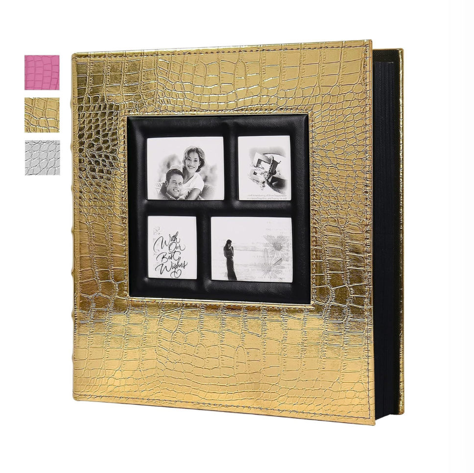 Álbum Fotográfico Para 600 Fotos De Parejas Familias Dorado.