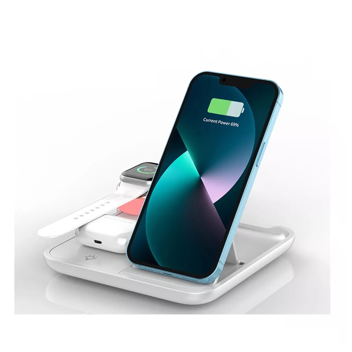 Cargador Inalámbrico 3 En 1,base De Carga Rápida Para iPhone Blanco 