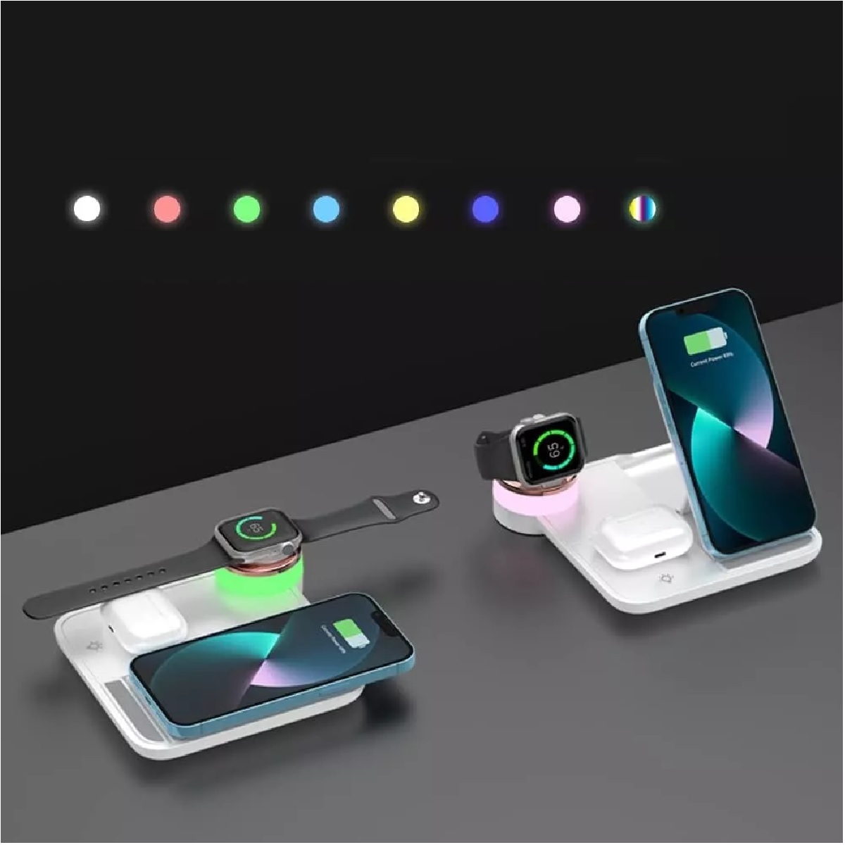 Cargador Inalámbrico 3 En 1,base De Carga Rápida Para iPhone Blanco 