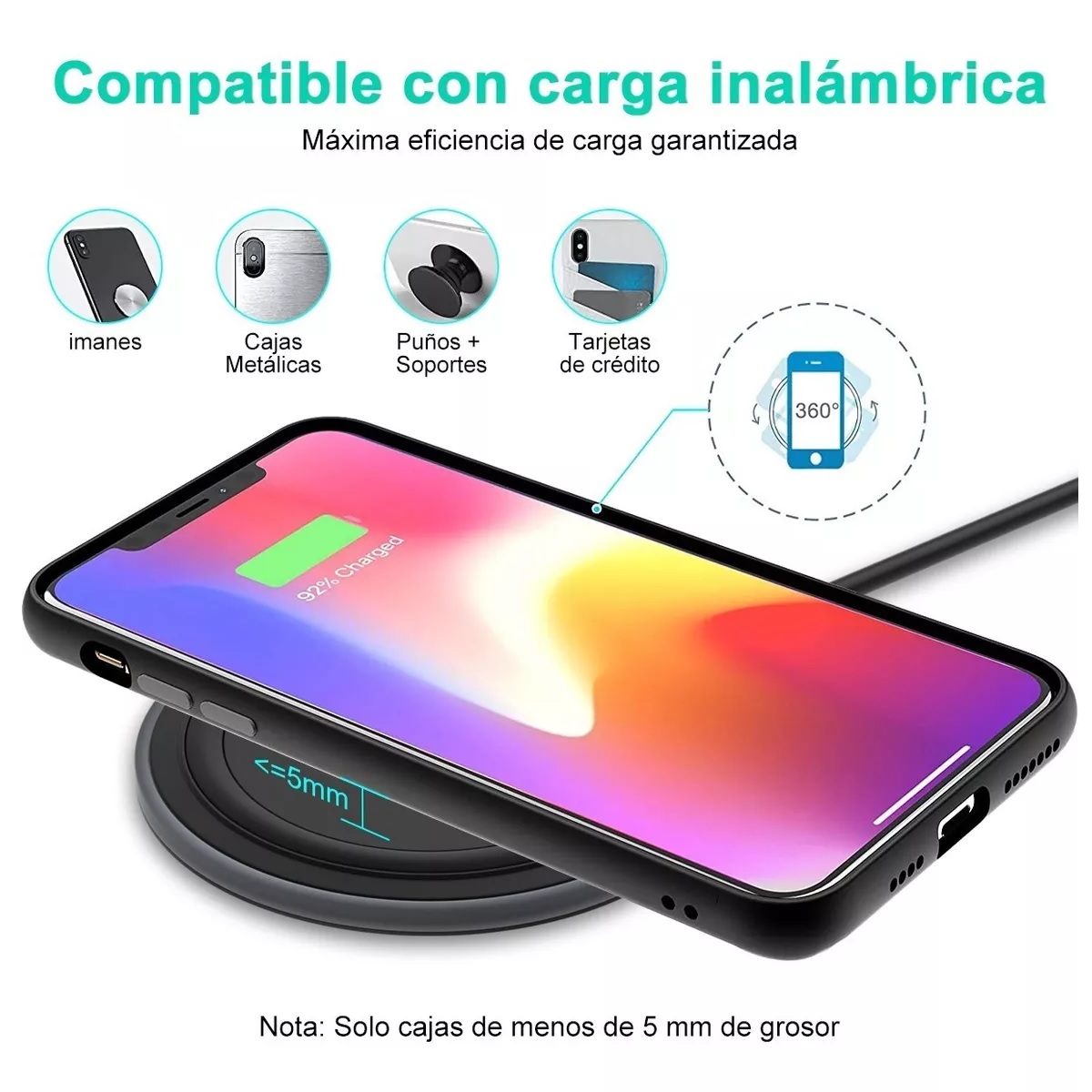 Cargador Inalámbrico Móvil De Carga Rápida Qi Universal 15w