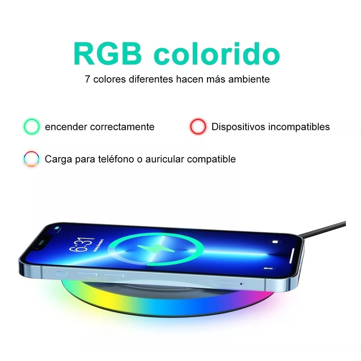 Cargador Inalámbrico Móvil De Carga Rápida Qi Universal 15w