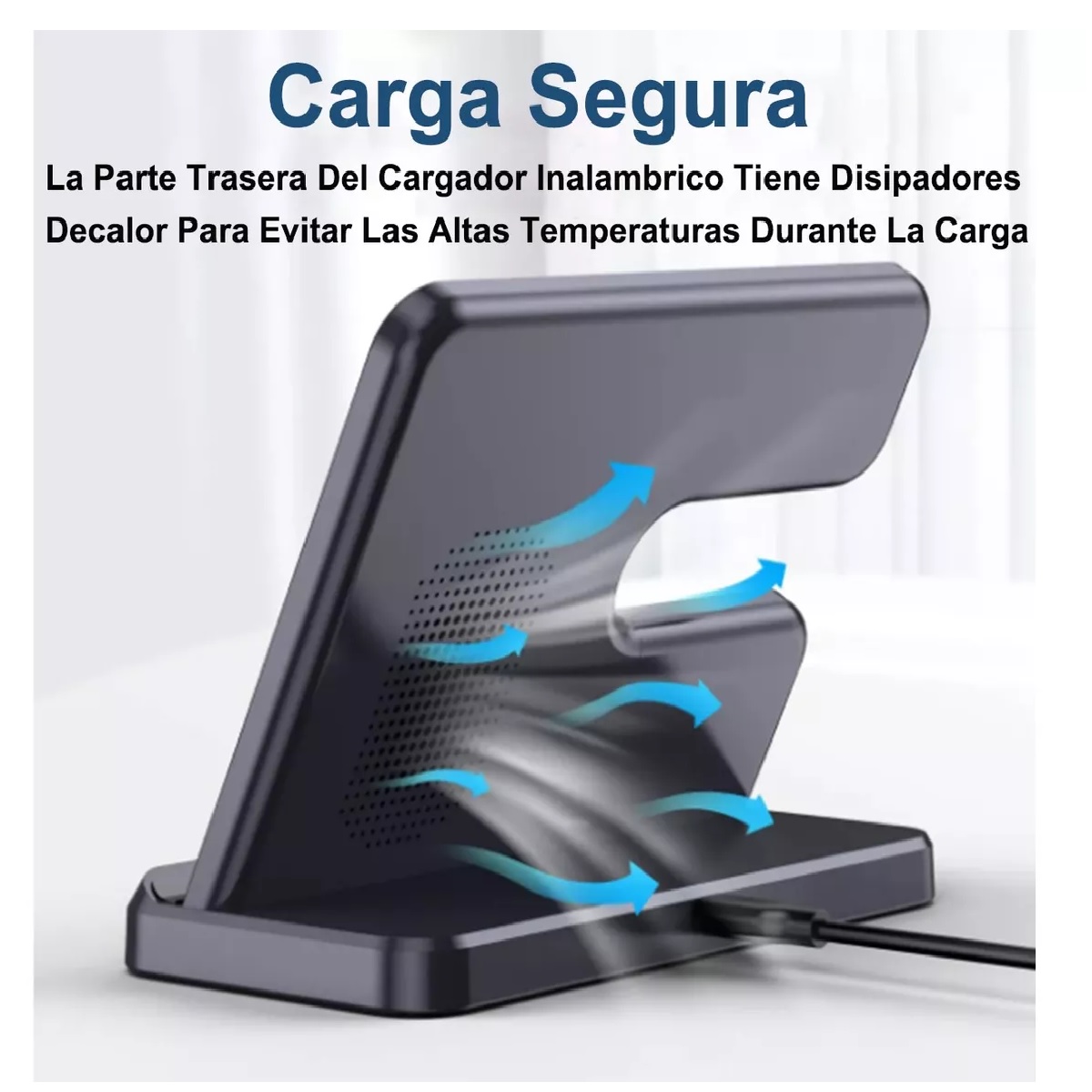 Cargador Inalámbrico 3 En 1 Para Samsung iPhone AirPods Negro .