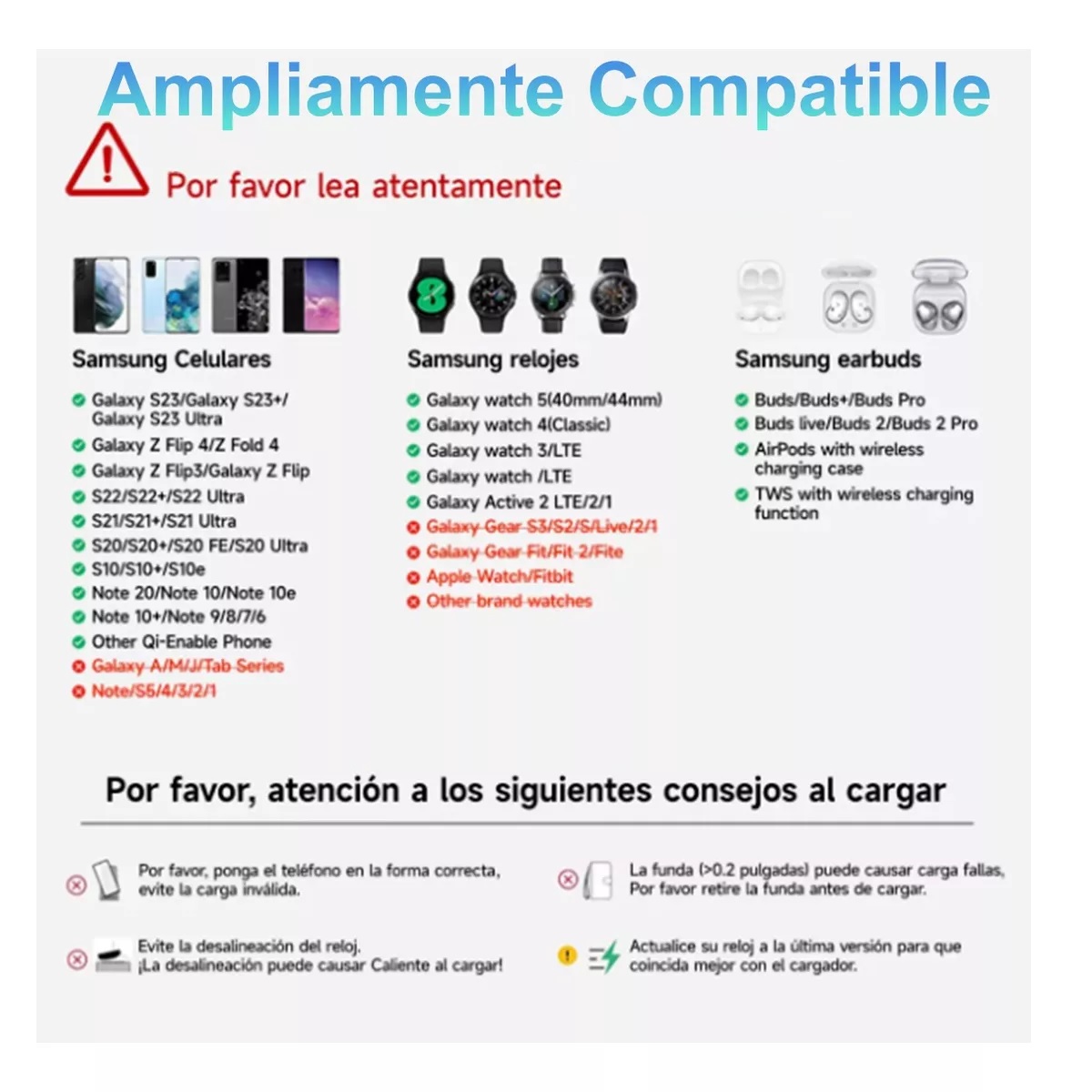 Cargador Inalámbrico 3 En 1 Para Samsung iPhone AirPods Negro .