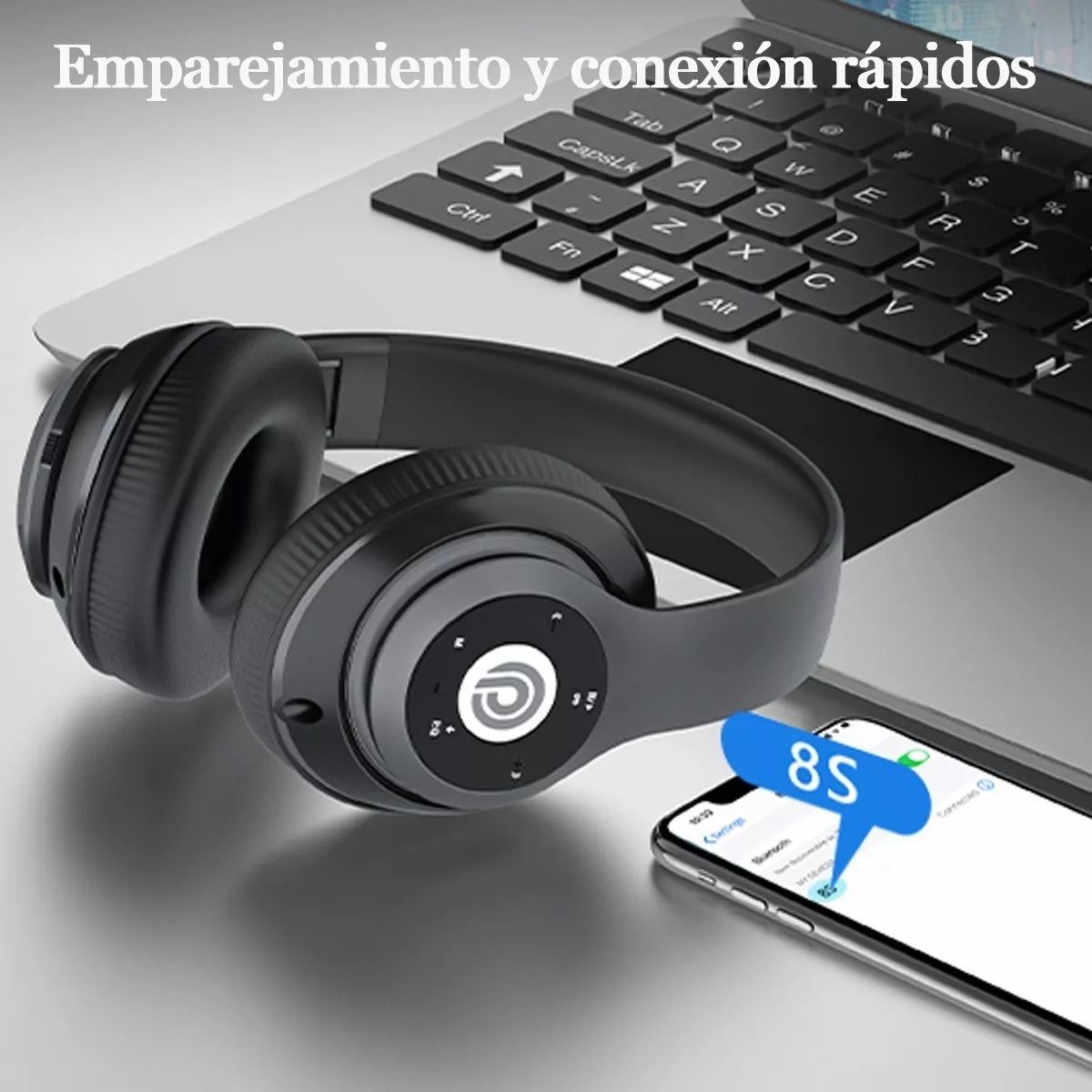 Audífonos Inalámbrico Diadema Con Micrófono Bluetooth Negro 