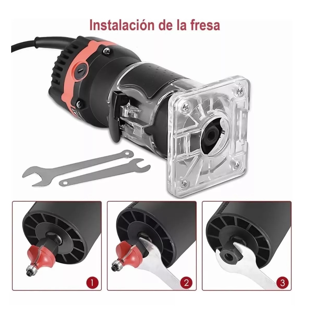Router Madera Recortadora Rebajadora 800w +15 Brocas Carburo Negro/Rojo 
