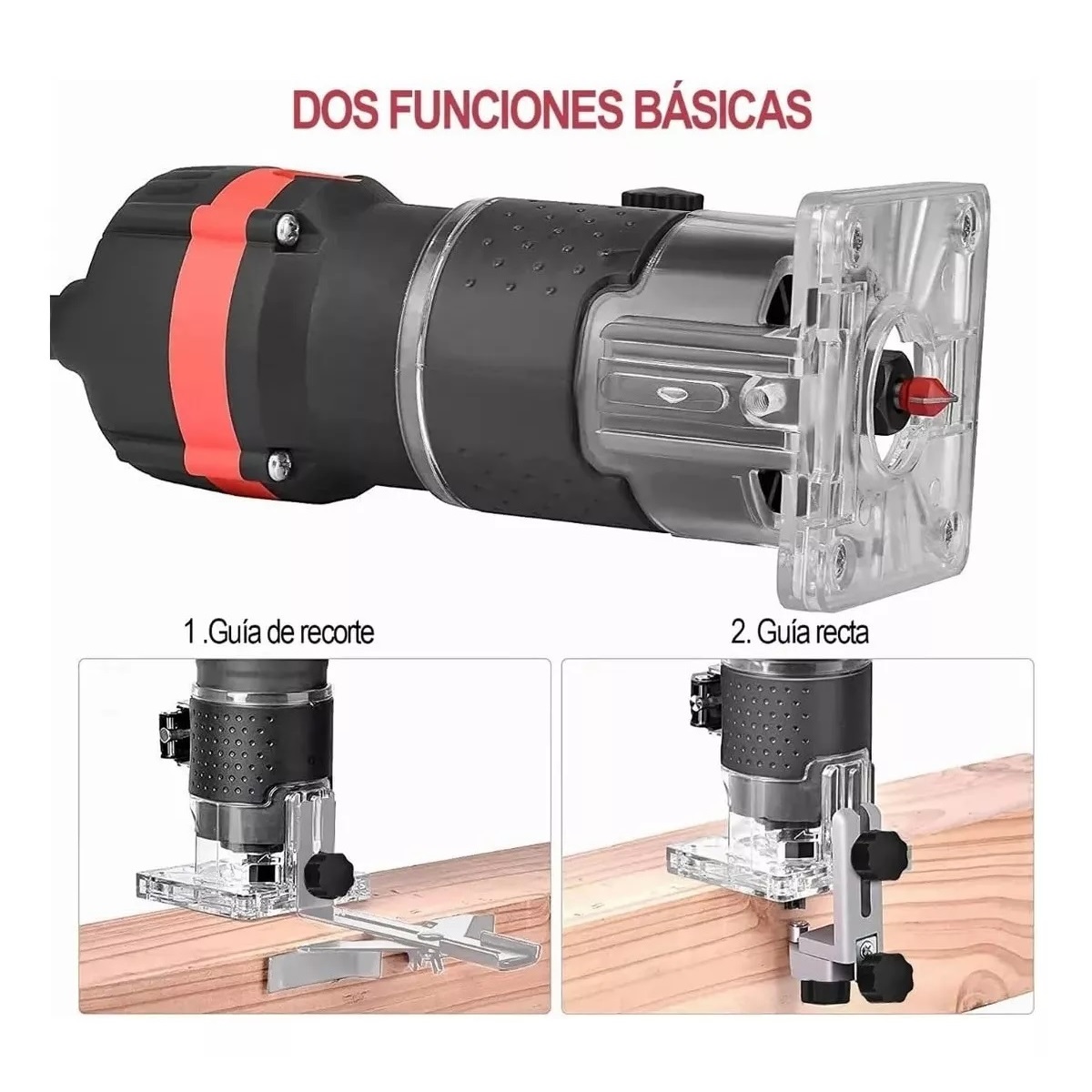 Router Madera Recortadora Rebajadora 800w +15 Brocas Carburo Negro/Rojo 