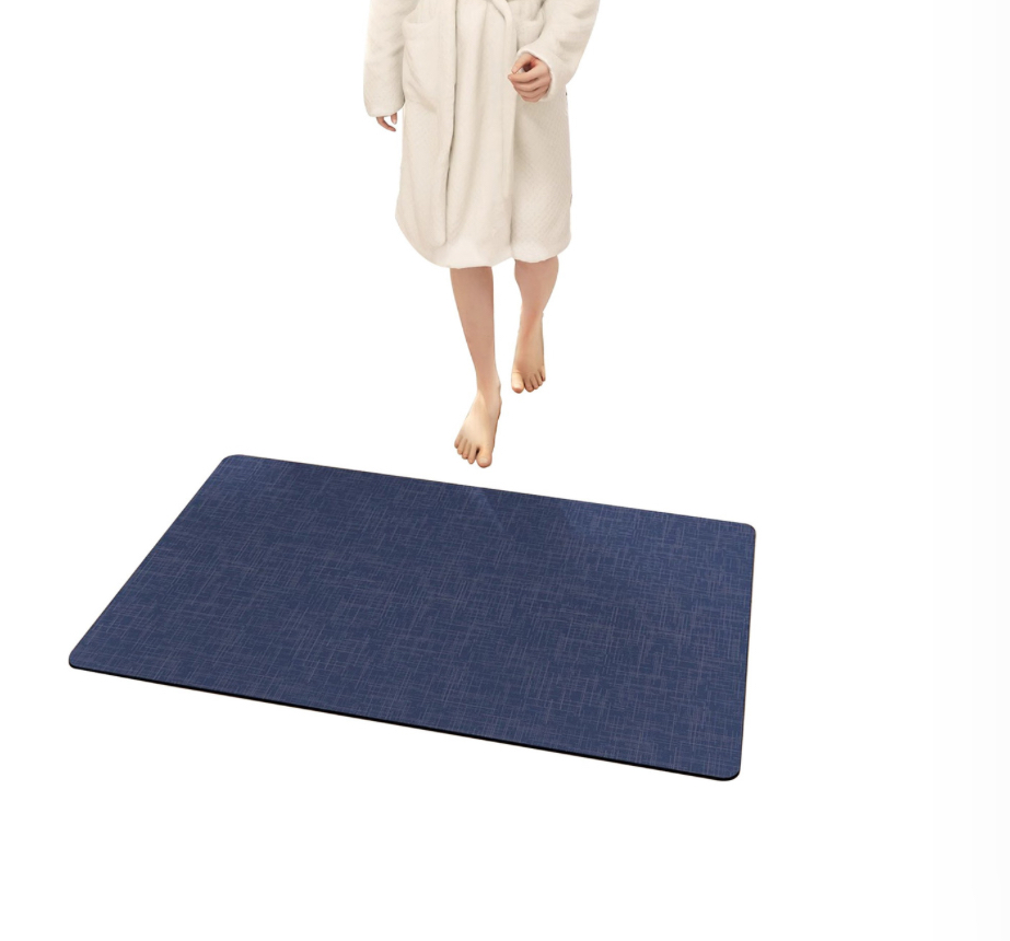 Tapete Absorbente Alfombrilla Secado Rápido Para Baño Azul.