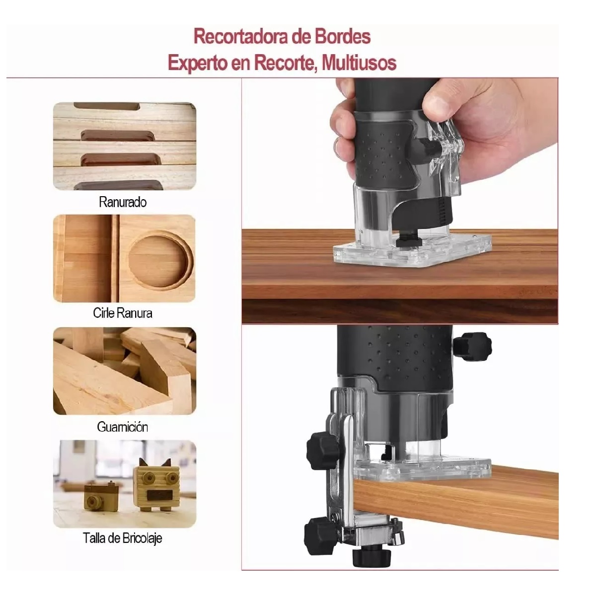 Router Madera Recortadora Rebajadora 800w +15 Brocas Carburo Negro/Rojo 