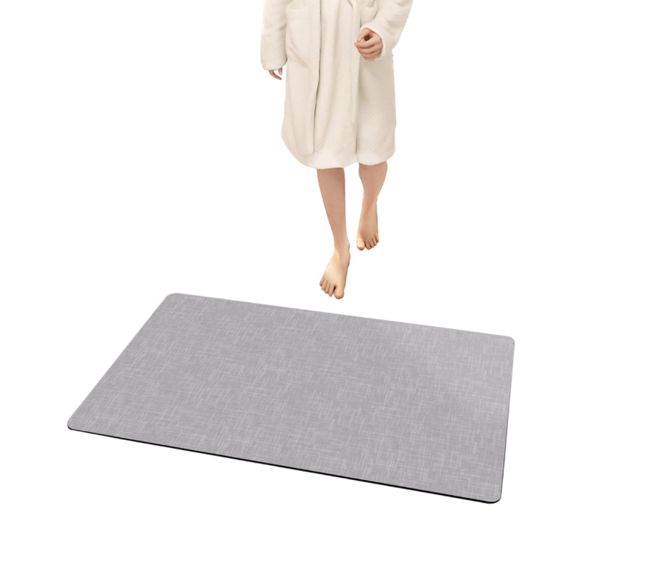 Tapete Absorbente Alfombrilla Secado Rápido Para Baño Gris Claro.