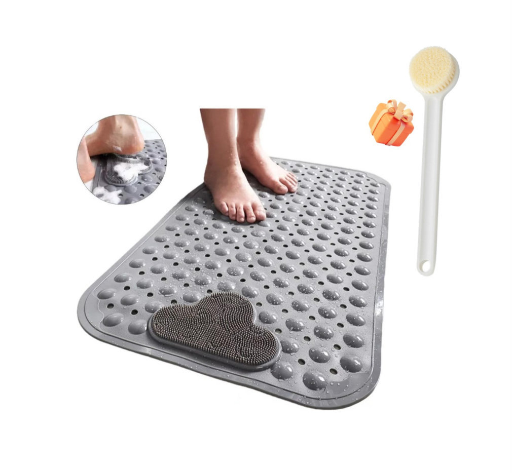 Tapete De Baño Antiderrapente Para Regadera Con Ventosas Gris.