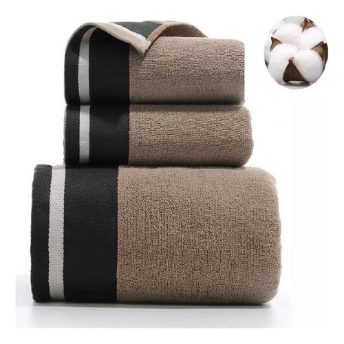 "3 Pcs 100% Algodón Juego De Baño Completo Grande Y Tuallas marron ".