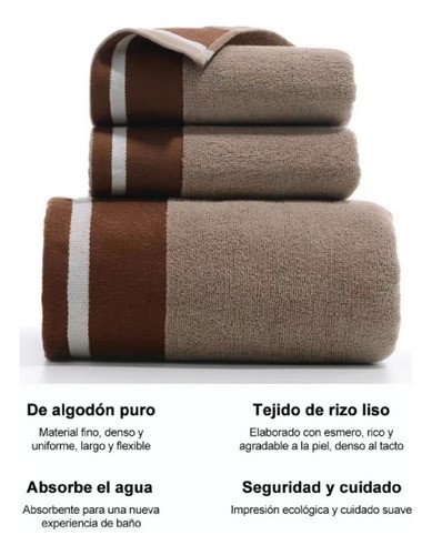"3 Pcs 100% Algodón Juego De Baño Completo Grande Y Tuallas marron ".