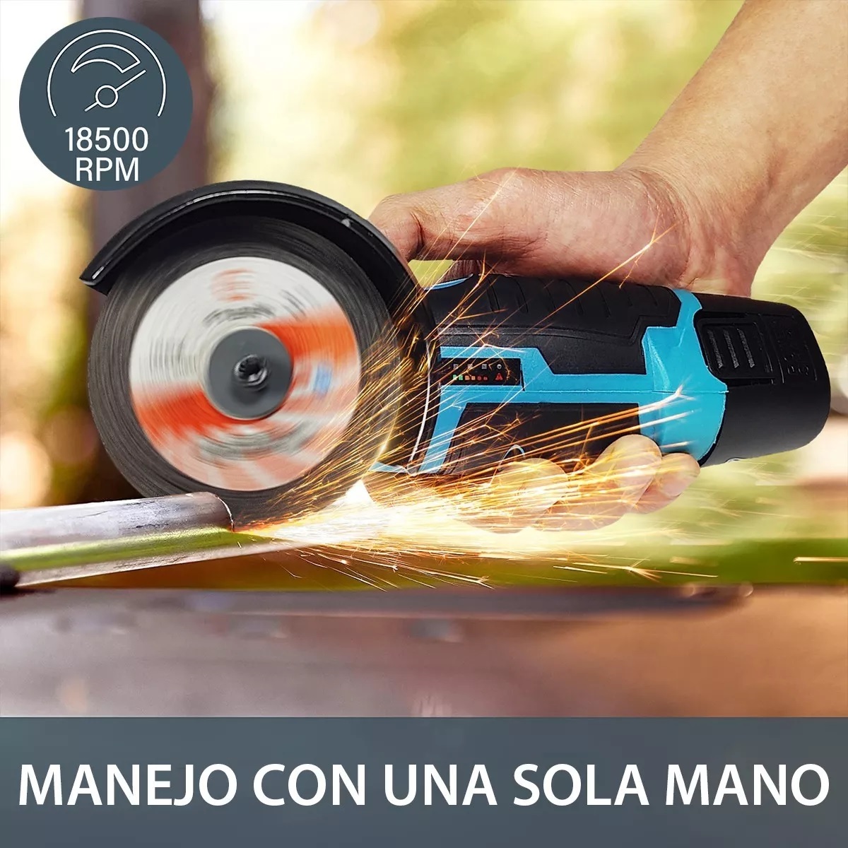 Mini Esmeril Angular Inalámbrica Pulidora 12v 75mm 2 Batería Azul/Negro