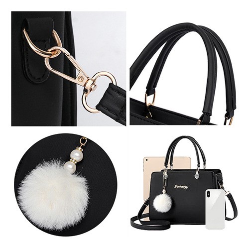 "Bolsa Mujer Crossbody Bandolera Casual Vintage Moda Pendient negra ".