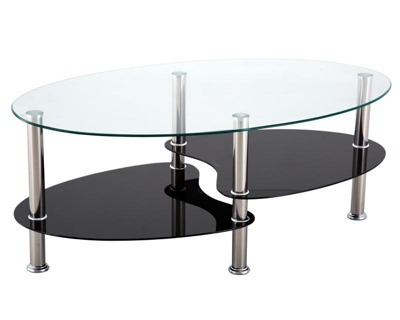 Mesa De Centro De Cristal Moderna Ovalada