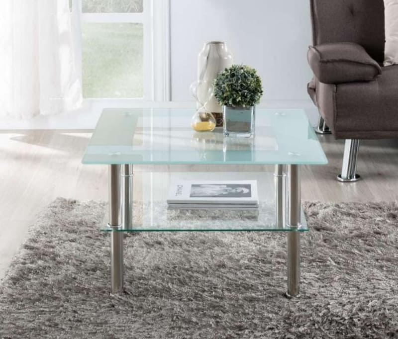 Mesa De Centro Moderna Cuadrada Cristal Templado 70x70cm
