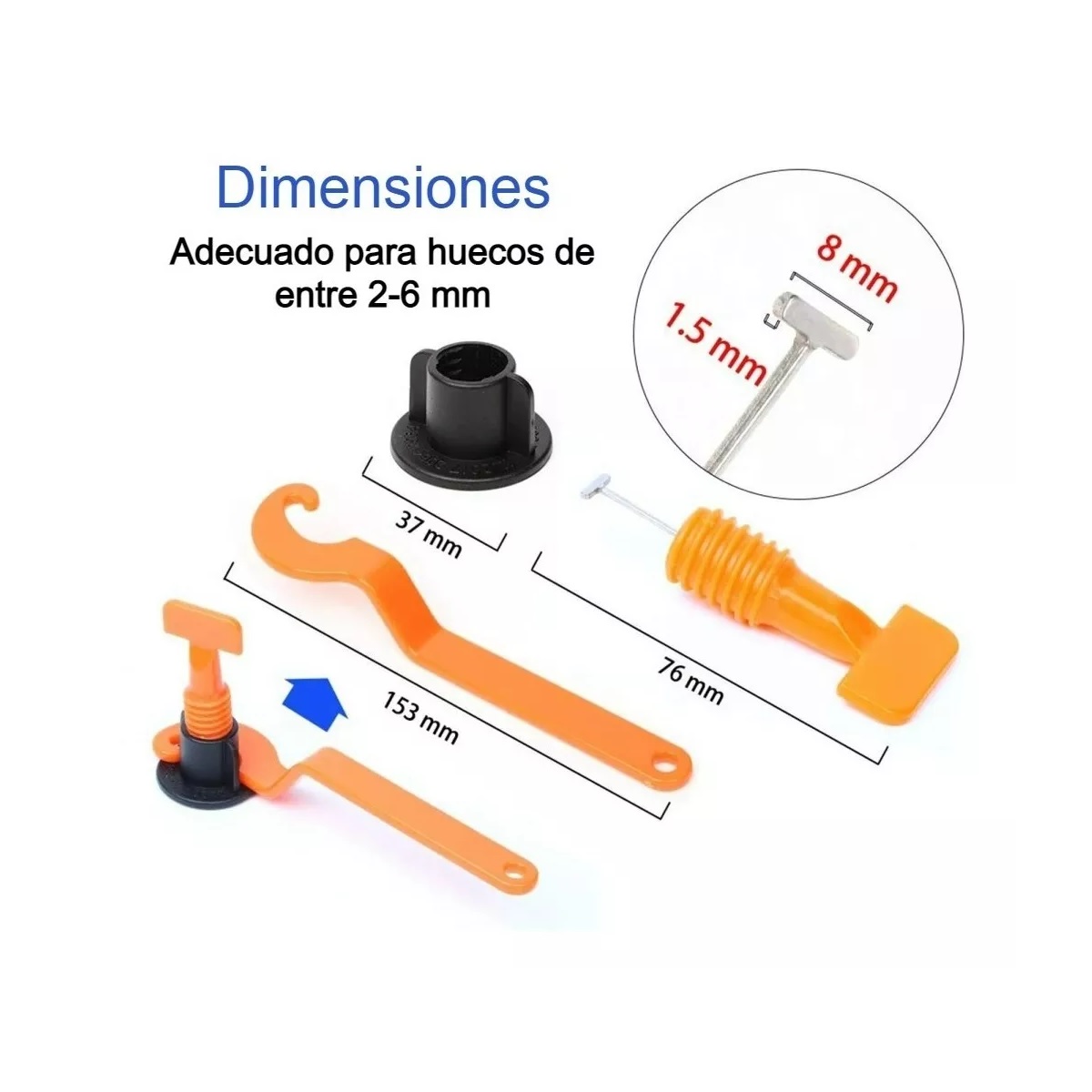 Kit Sistema Nivelador Azulejo Loseta Piso Reutilizable 50pza naranja