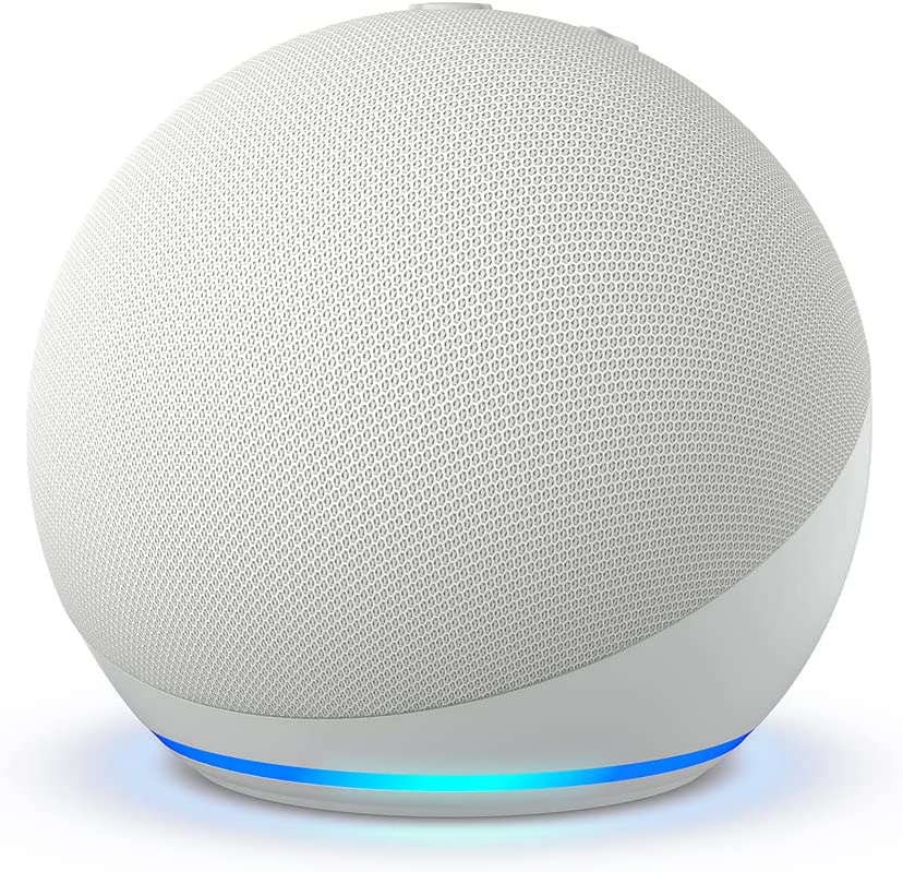 Kit Bocina Inteligente Alexa Echo Dot 5 Blanco + Focos Led Inteligentes 2 Pack RGB 9w 806 Lumenes Certificados con Alexa.