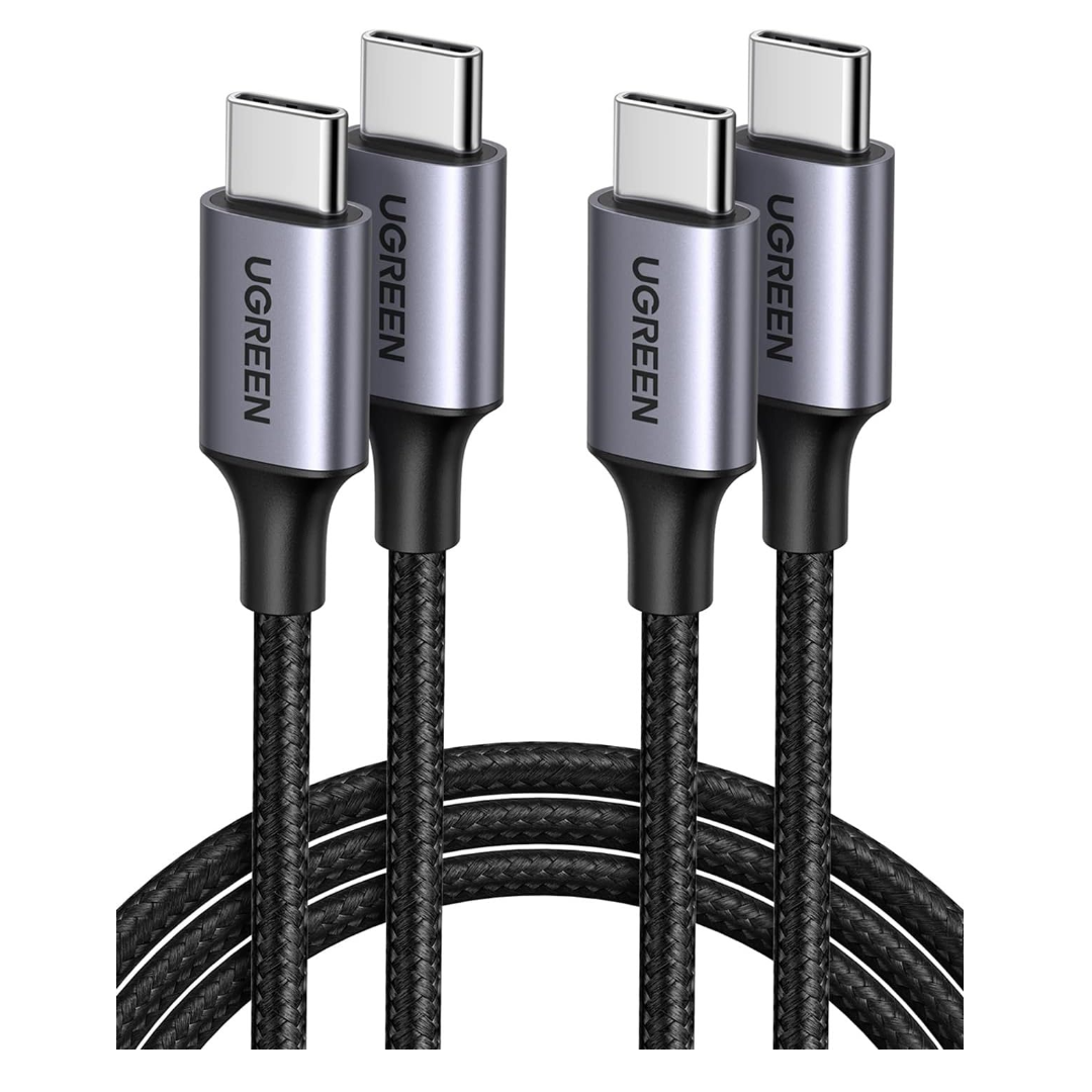 UGREEN Cable USB C a USB C 2 Unidades, 60W PD Carga Rapida 20V 3A, Nylon Trenzado, 2M