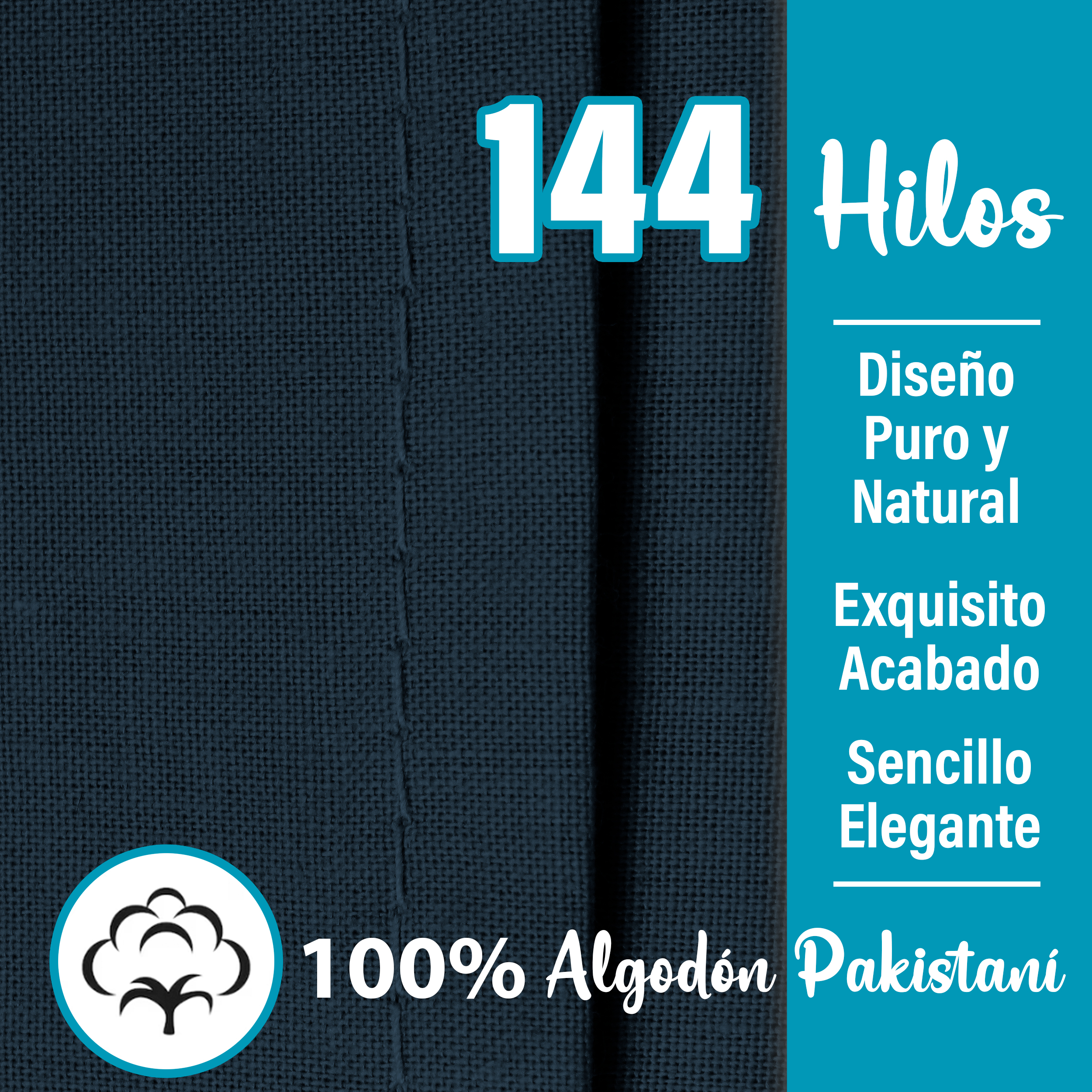 Juego De Sábanas Algodón King Size Color Azul Marino 4 Pzas Transpirable
