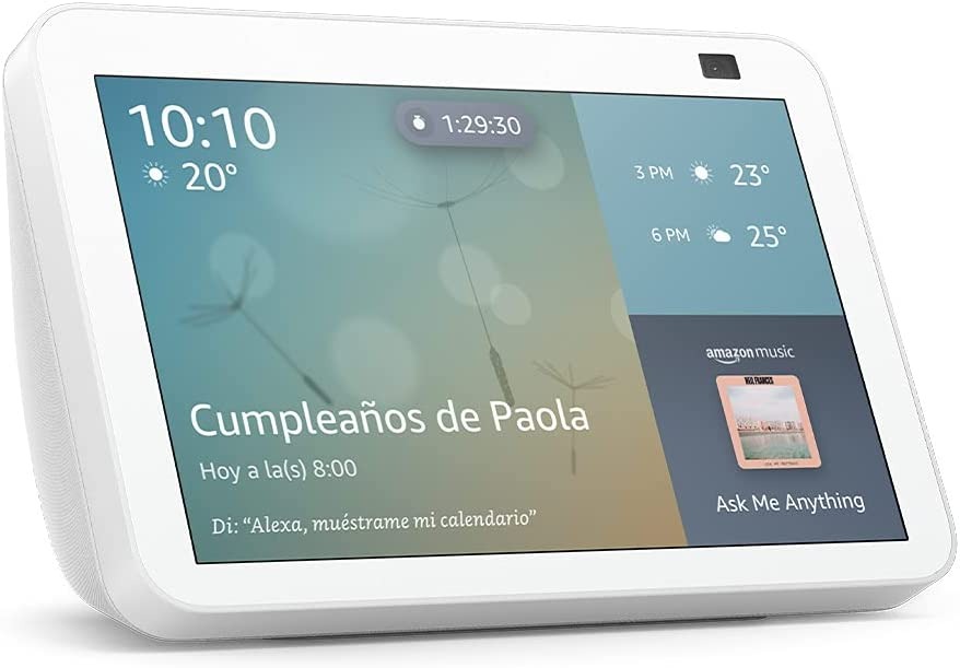 Kit Alexa Echo Show 8 Blanco + Focos Led Inteligentes 2 Pack.