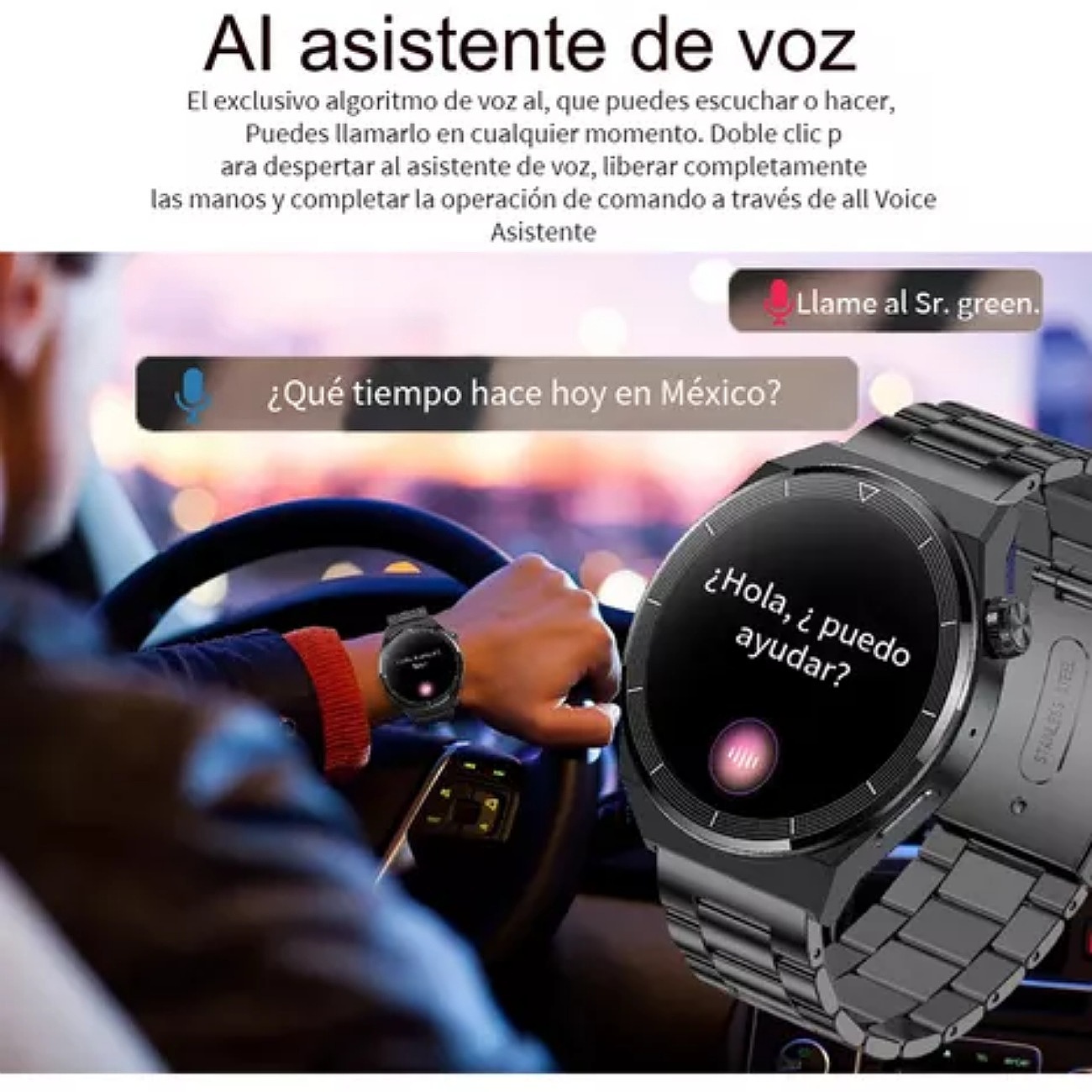 Smartband FoxBox Sport BW0403 Sport 1.36" caja 1.36" de acero inoxidable negra, malla plateada de acero inoxidable