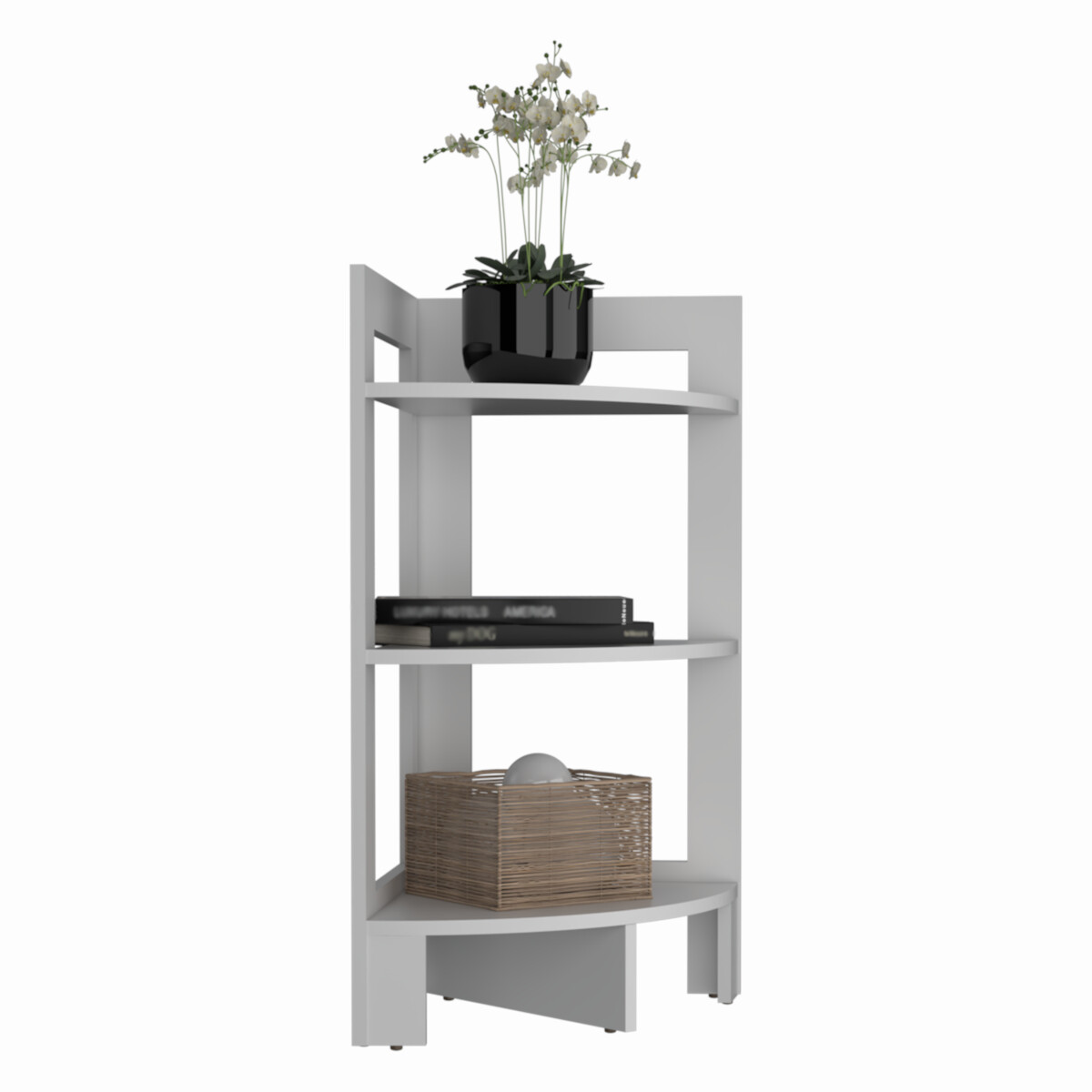 MESA ESQUINERA AUXILIAR ARMABLE IDEAL PARA LA SALA O EL COMEDOR MODELO RIGA COLOR BLANCO.