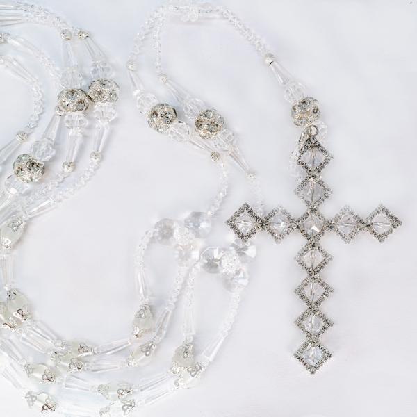 Lazo de boda artesanal de cristal cortado plata