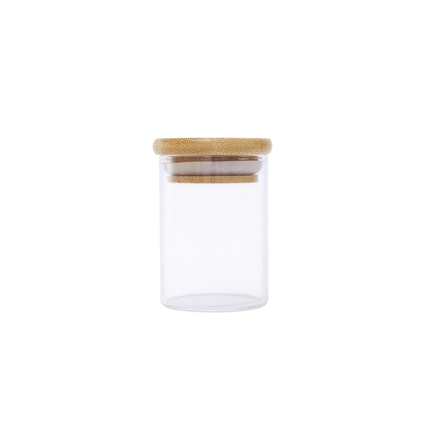 24 pz Frasco Especiero de Vidrio Con Tapa de Bamboo 100 ml.