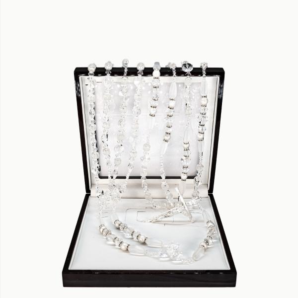 Lazo de boda artesanal de cristal cortado plata
