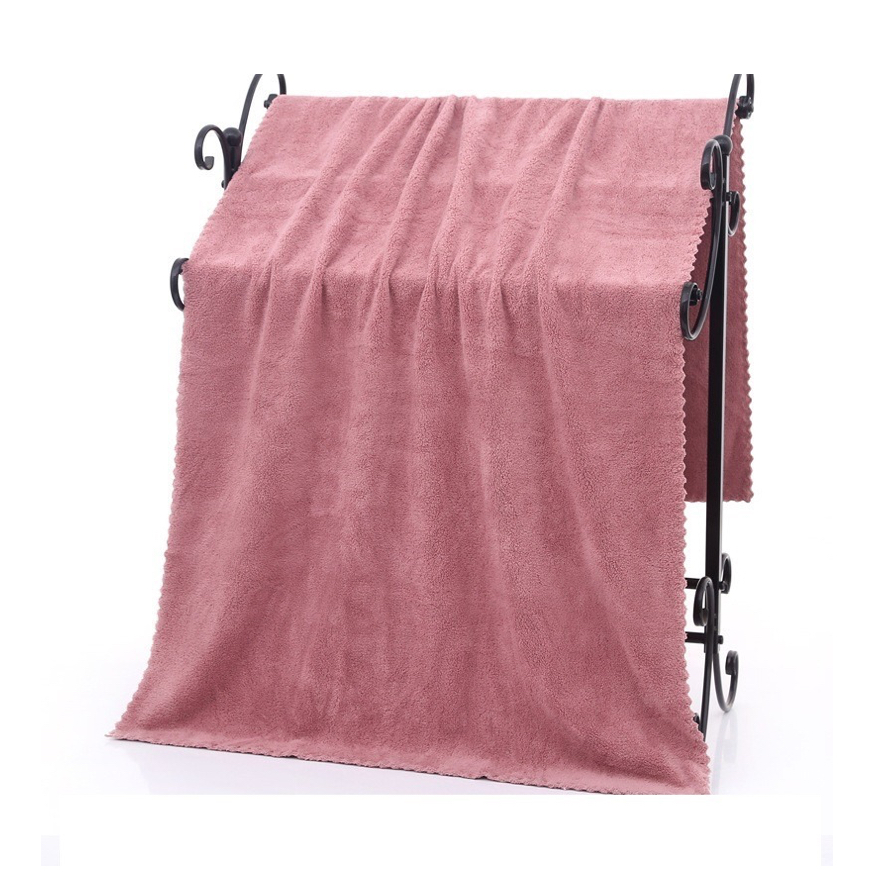 Toalla Baño Lana Coral Suave De Alta Densidad Rosa Oscuro .