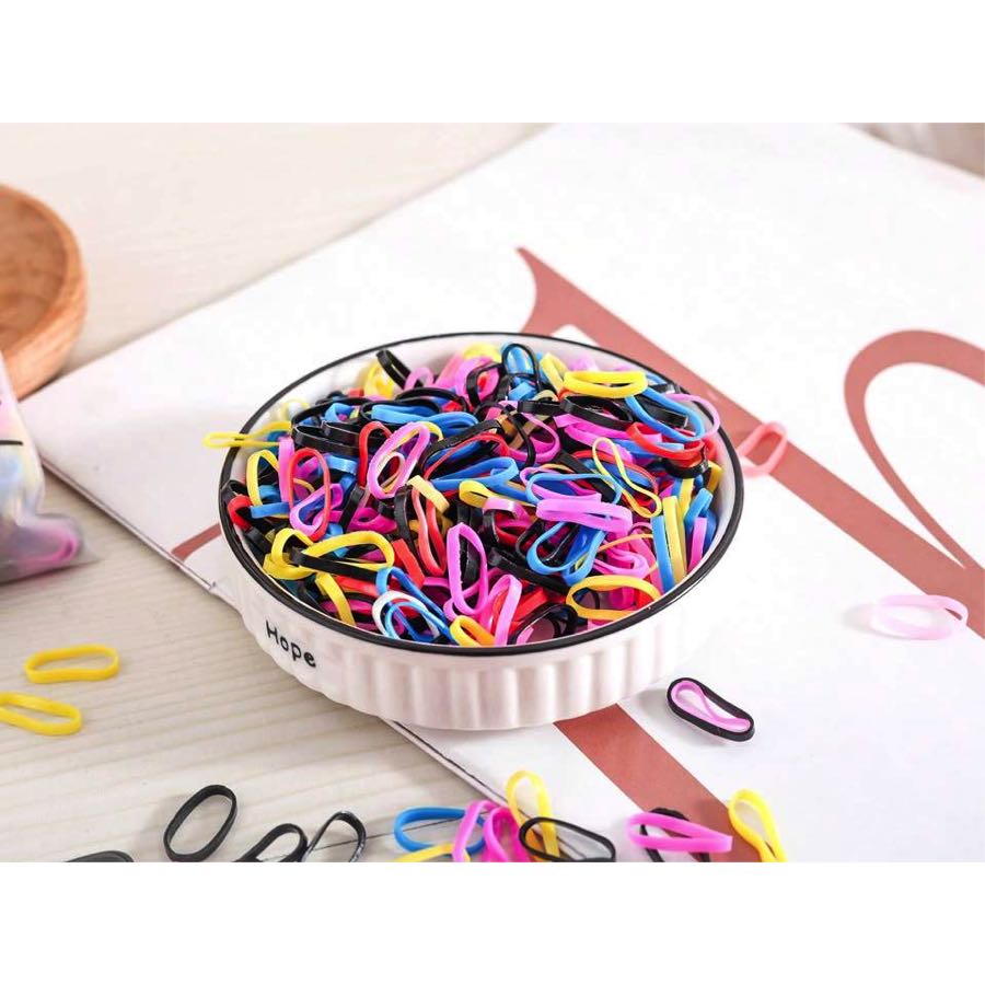 12 Paquetes De 1000 Ligas De Goma Para Cabello Colores Surtidos.