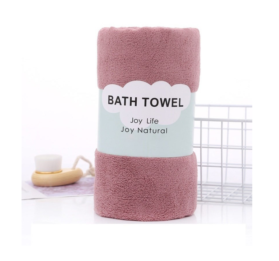 Toalla Baño Lana Coral Suave De Alta Densidad Rosa Oscuro .