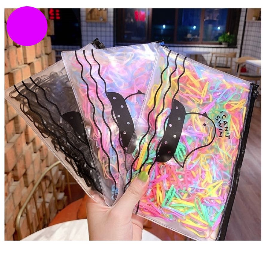 12 Paquetes De 1000 Ligas De Goma Para Cabello Colores Surtidos.