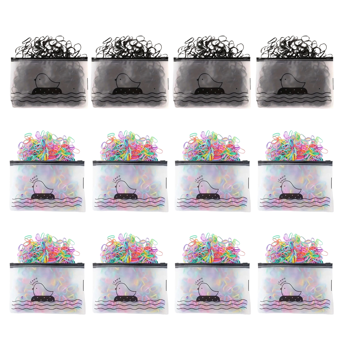 12 Paquetes De 1000 Ligas De Goma Para Cabello Colores Surtidos.