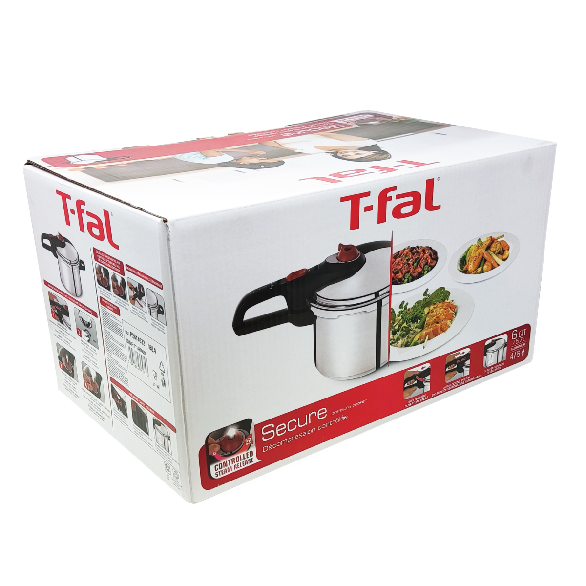 Olla De Presión Secure 6 Qt (5.7 L) Aluminio T-fal P2614632.