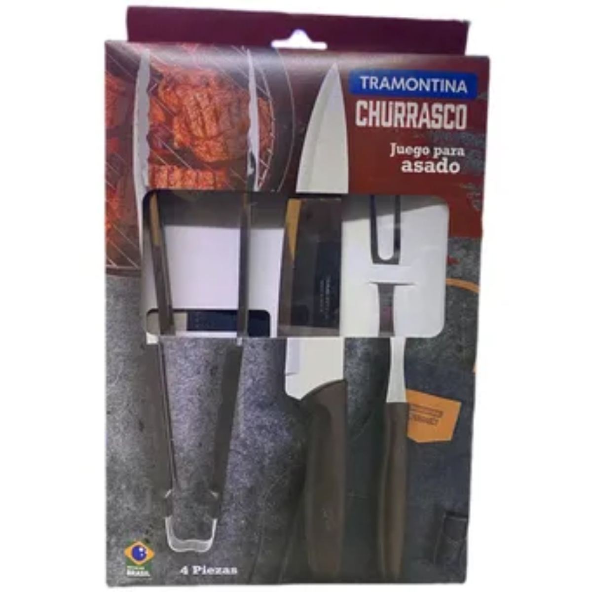 JUEGO PARA ASADO TRAMONTINA 32300312 PLENUS 4 PZAS + DELANTAL DE REGALO ENDY1.
