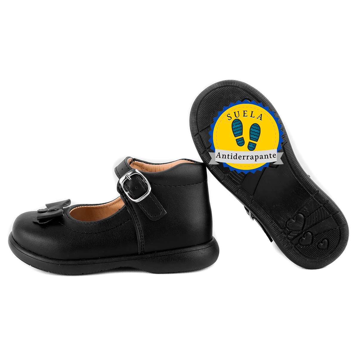 Zapato Bota Niña Arco Soporte Escolares Negros 201-408-n